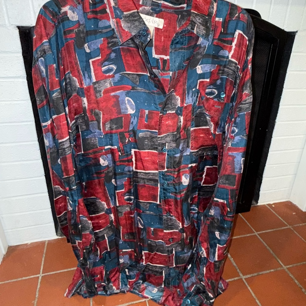 BOGARI Silk Abstract Button-Up Shirt